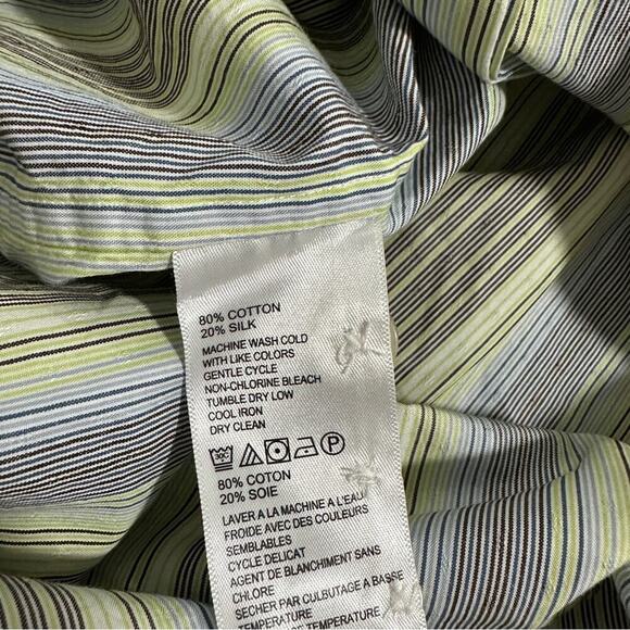 Tommy Bahama Yellow & Blue Striped Long Sleeve Button Down Shirt Size M - Picture 6 of 8